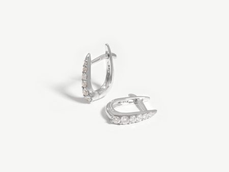 Fine Claw Huggies | 14ct White Gold Diamond Online Sale