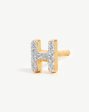 Pave Initial Single Stud Earring - Initial H | 18ct Gold Vermeil Cubic Zirconia Hot on Sale