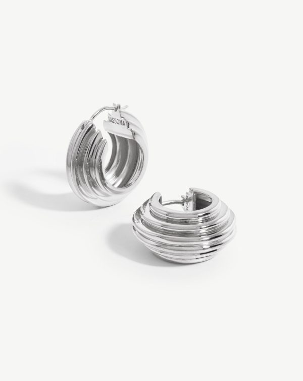 Lucy Williams Medium Chunky Ridge Hoop Earrings For Discount