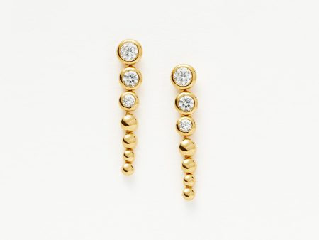 Tennis Beaded Stone Drop Earrings | 18ct Gold Vermeil Cubic Zirconia on Sale