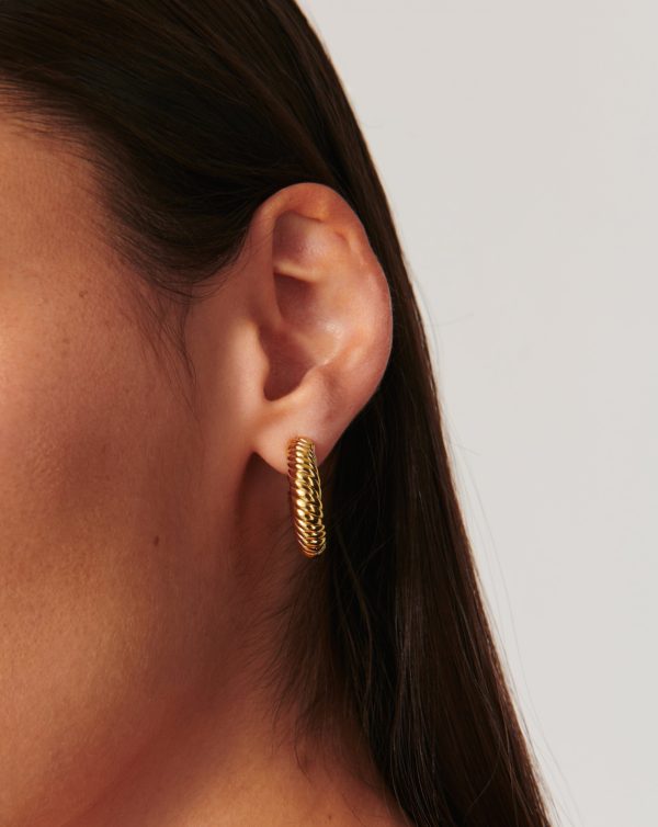 Wavy Ridge Medium Hoop Earrings Hot on Sale