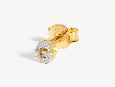 Pave Initial Single Stud Earring - Initial G | 18ct Gold Vermeil Cubic Zirconia Discount