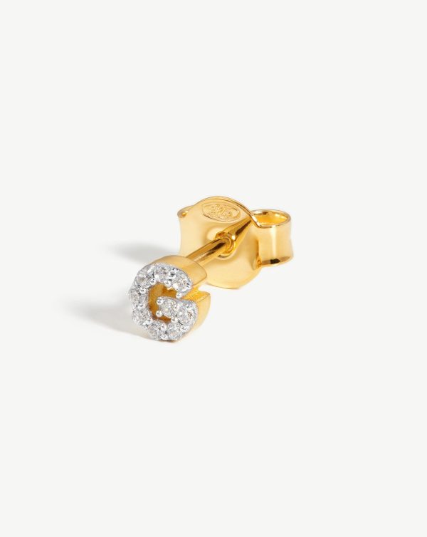 Pave Initial Single Stud Earring - Initial G | 18ct Gold Vermeil Cubic Zirconia Discount