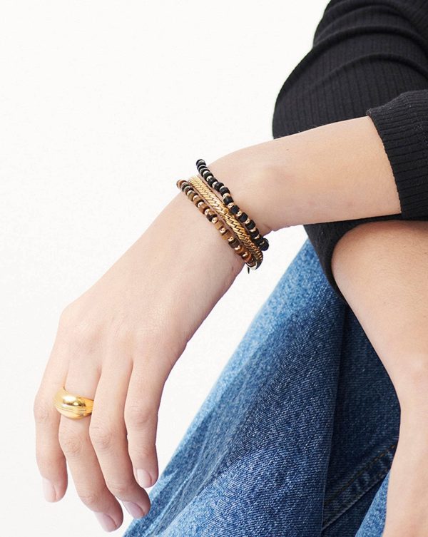 Beaded Bracelet | 18ct Gold Plated Black Onyx Hot on Sale