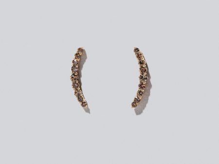 Crescent Ear Climber Stud Earrings - Cognac Diamond For Cheap